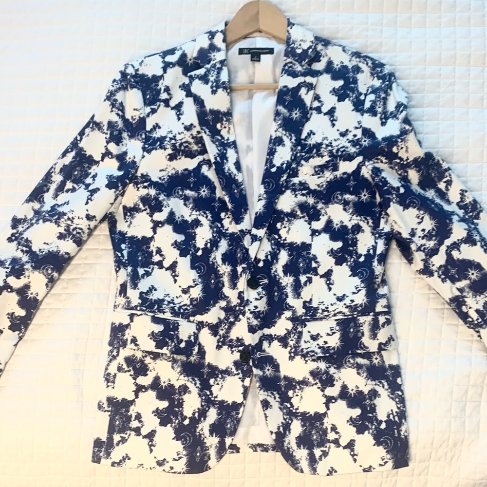 INC International Concepts Blue and White Floral Blazer